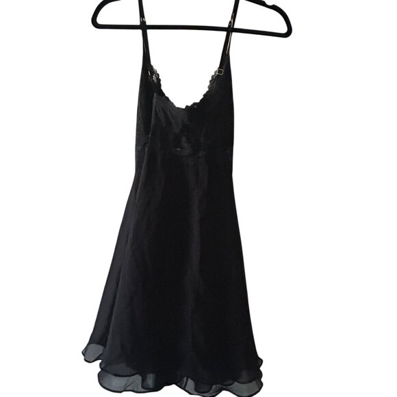 Soma Lace Cut Out Chemise Size Large  Black Sheer Bust Adjustable Straps - Picture 1 of 11